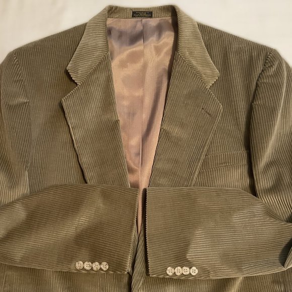 HOLBROOK Vintage MENS BLAZER 48L Corduroy 2 BUTTON SPORT COAT Lined BEIGE 0917AT - Picture 4 of 12